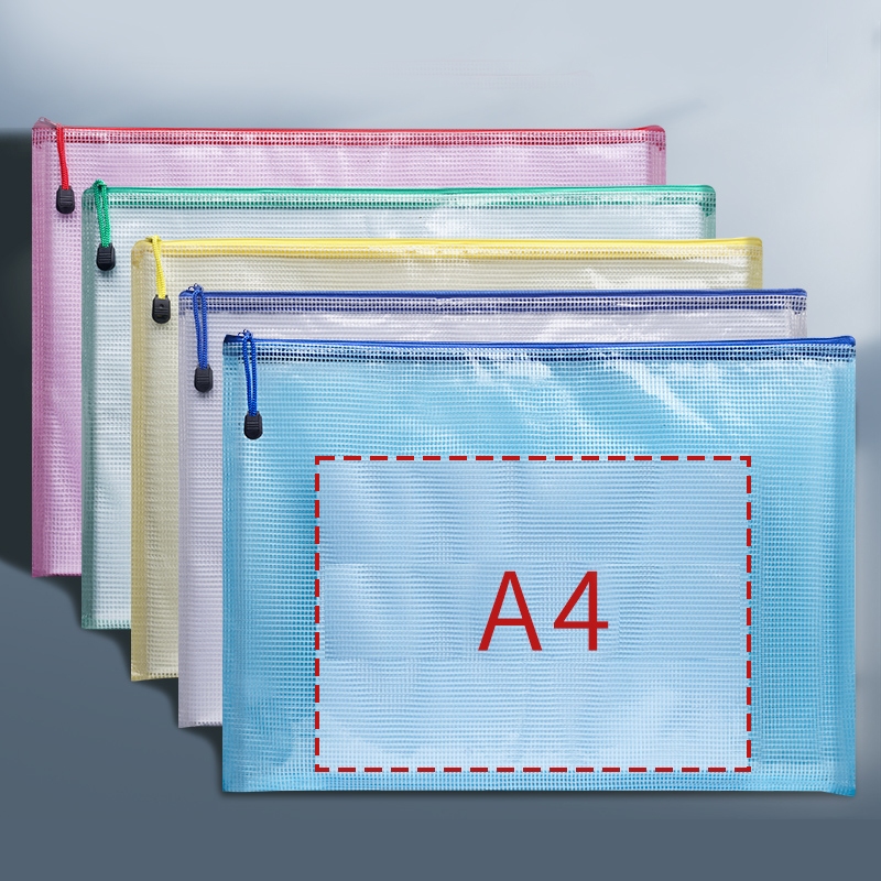 5PCS/Pack A3 A4 A5 Different Size Large Capacity Zip Bag Waterproof Documents File Case with Zipper