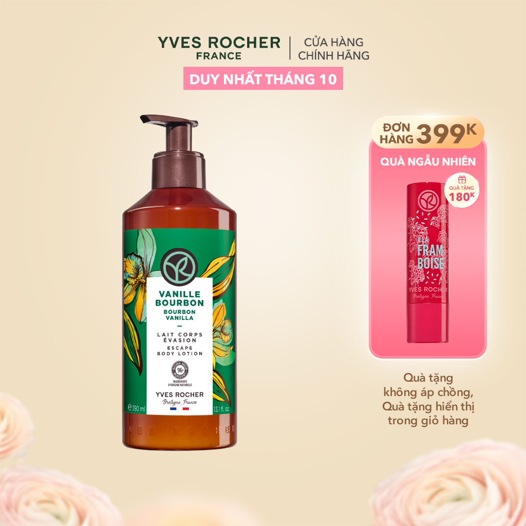 Sữa Dưỡng Thể Hương Vani Yves Rocher Body Lotion Bourbon Vanilla chai 390ml
