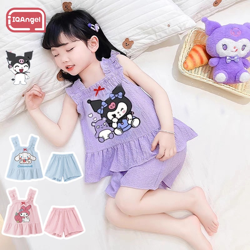 IQANGEL ชุดนอนสำหรับสาว ๆ ชุดโฮมสูททูพีซกับกางเกงขาสั้นสายเดี่ยว ราคา 215 บาท*ส่งฟรี