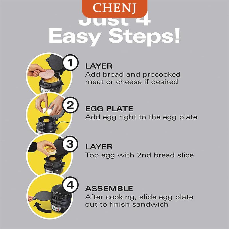 [COD] CHENJ เครื่องทำแซนด์วิชแฮมเบอร์เกอร์พร้อมเครื่องทำไข่เครื่องทำขนมปังแซนวิชอาหารเช้าในครัวเรือน ราคา 905 บาท*ส่งฟรี
