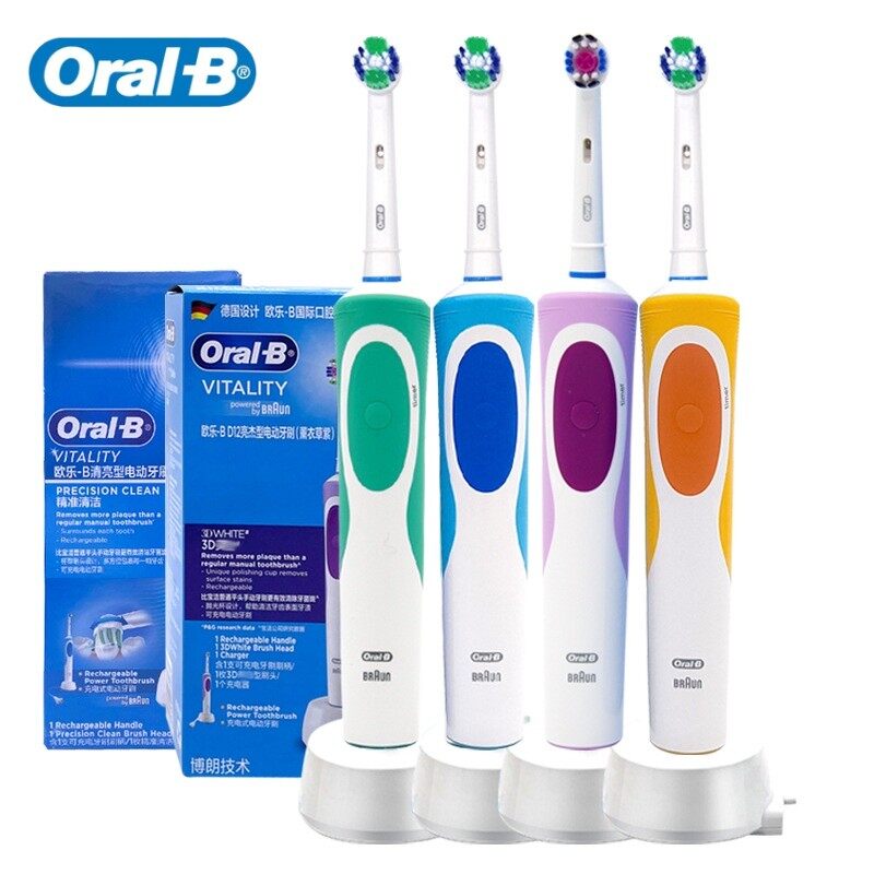 Bàn Chải Đánh Răng Điện Oral B D12 Vitality Bàn Chải Thay Thế Làm Sạch Sâu Xoay 2D Có Thể Sạc Lại Bàn Chải Đánh Răng Điện Tử Vệ Sinh Đầu