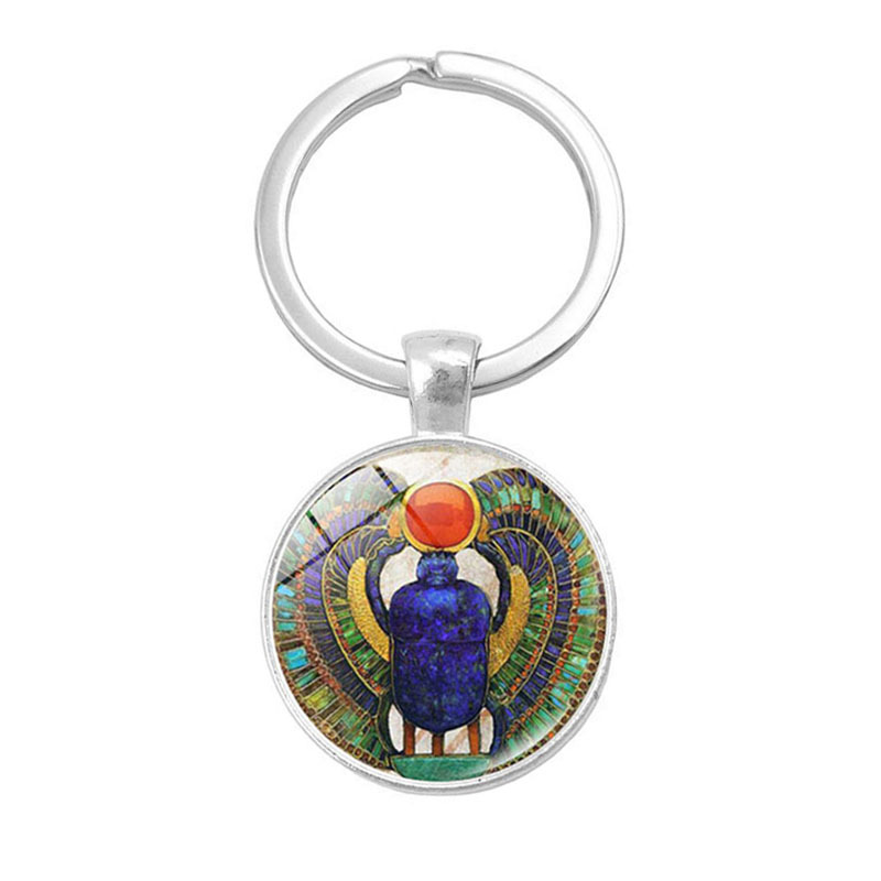 Egyptian Scarab Time Gem Keychain Pendant Accessories Metal Keychain Creative Small Gift JYUE