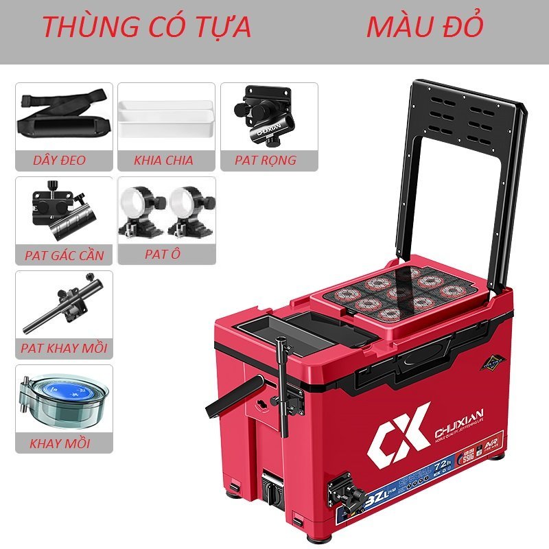 Thùng câu đài chixuan đa năng thể tích 32l kèm phụ kiện nâng cấp