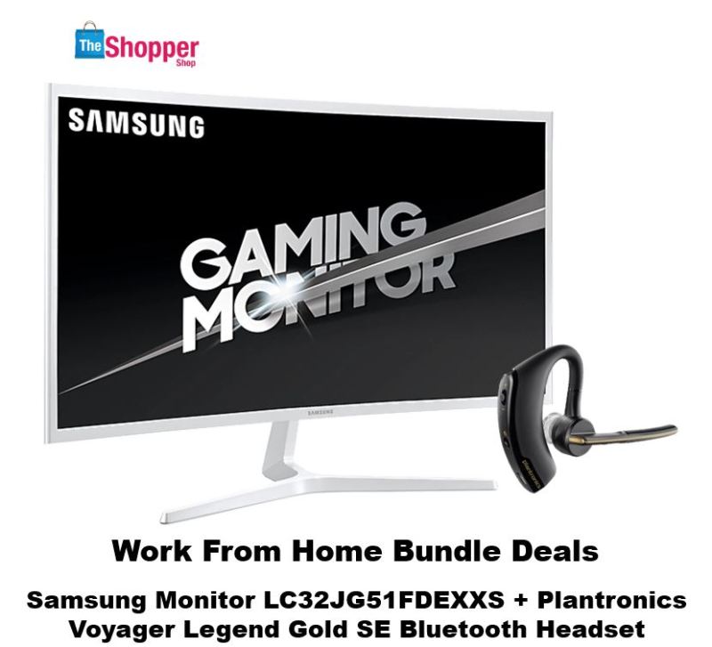 Work From Home - Bundle Deal Samsung Monitor LC32JG51FDEXXS + Plantronics Vovager Lengend Gold SE Bluetooth Headset Singapore