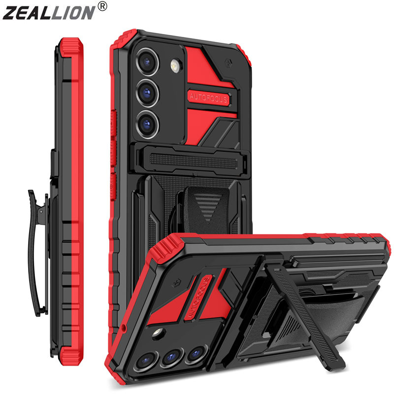 Zeallion Heavy Duty Hard Armor Phone Case for [Samsung Galaxy A05 A05S A14 5G A15 A24 4G A25 A35 A55] Shockproof Detachable Belt Clip Stand Cover