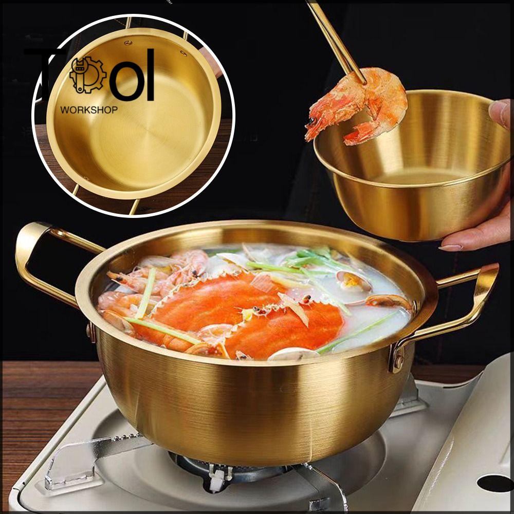 TOOL WORKSHOP Thép không gỉ Nồi mì ramen mini có nắp Lẩu  Tai đôi Nồi súp Dụng cụ nấu ăn cắm trại