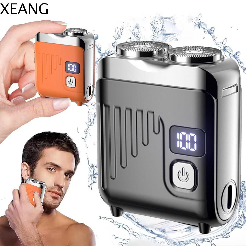XEANG Động cơ mạnh mẽ Máy cạo râu điện mini Màn hình LCD Đầu đôi Dụng cụ tẩy lông Thân thiện với da Cạo râu hiệu quả Máy tỉa râu cho nam Sử dụng khi đi du lịch