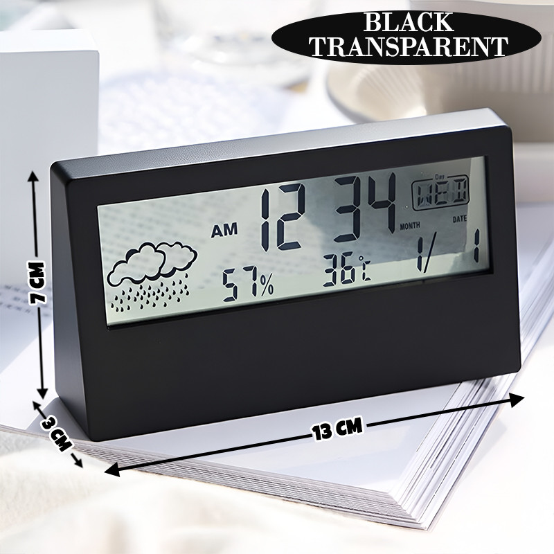 Multifunctional Transparent Clock Digital Backlight Lamp Alarm Temperature Date Display 闹钟 Jam Meja