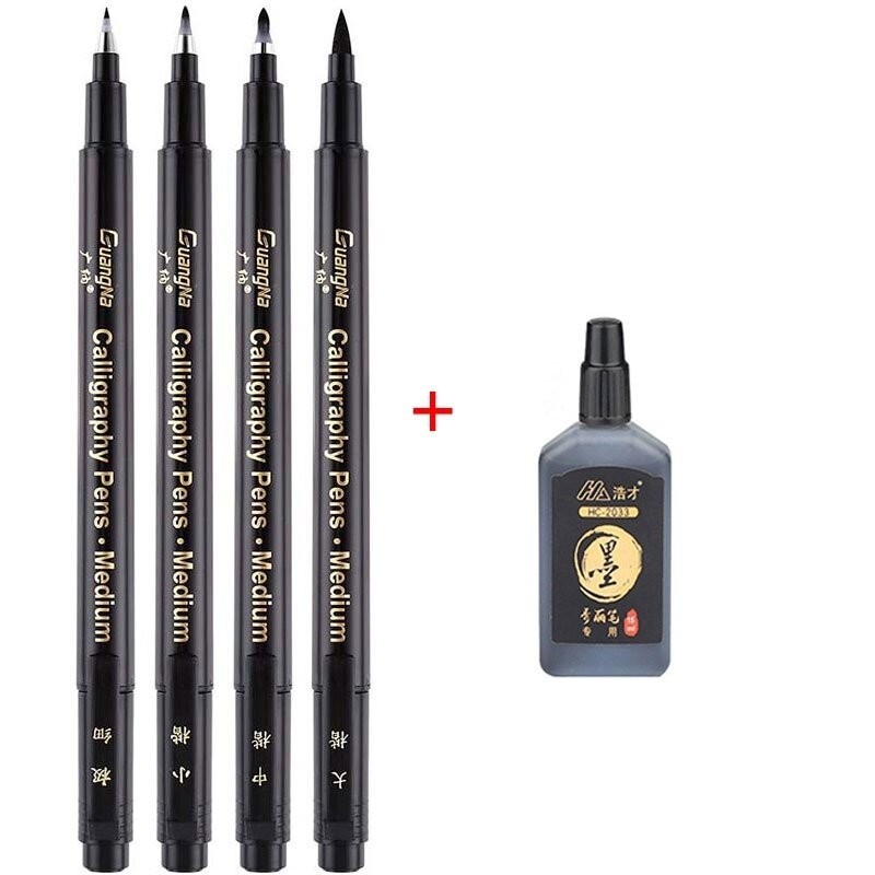 4 Pcs Mix / Set Calligraphy Pen Hand Lettering Pen Brush Lettering Pen Writing Marker Stationery