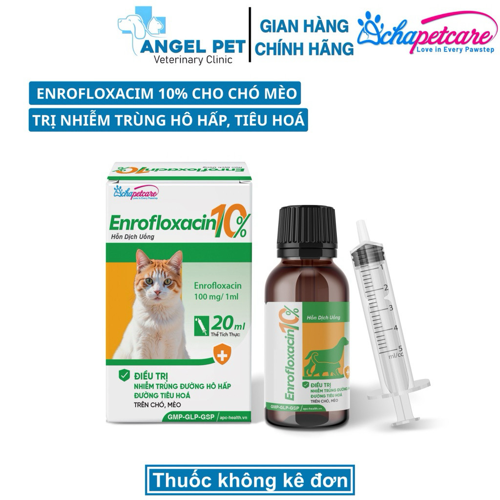 ENROFLOXACIN 10% hỗ trợ các vấn đề về nhiễm trùng hô hấp, tiêu hoá - hộp 20ml