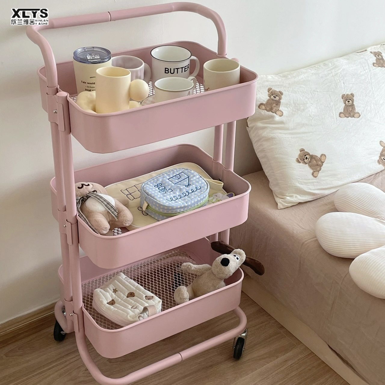 XINLANYASHE Xe đẩy nhỏ, đồ chơi đa chức năng, đồ ăn nhẹ, giá lưu trữ, sàn xe đẩy, kệ lưu trữ, phòng tắm nhiều lớp hoàn thiện kệ