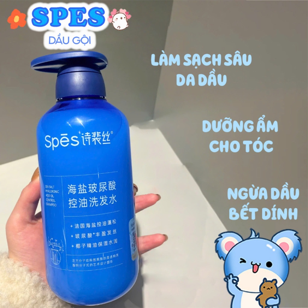 Bộ Đôi Gội Xả SPES Axit Hyaluronic Muối Biển Kiềm Dầu Dưỡng Tóc Bóng Mượt