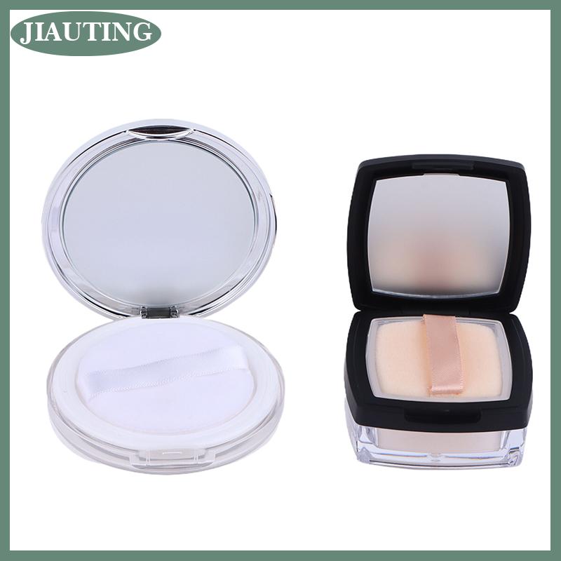 JIAUTING กล่องใส่แป้งขนาดเล็กพกพาได้กล่องหม้อที่ใส่เครื่องสำอางแบบตะแกรงหลวมๆพร้อมผงแป้งพัฟ ราคา 49 บาท*ส่งฟรี