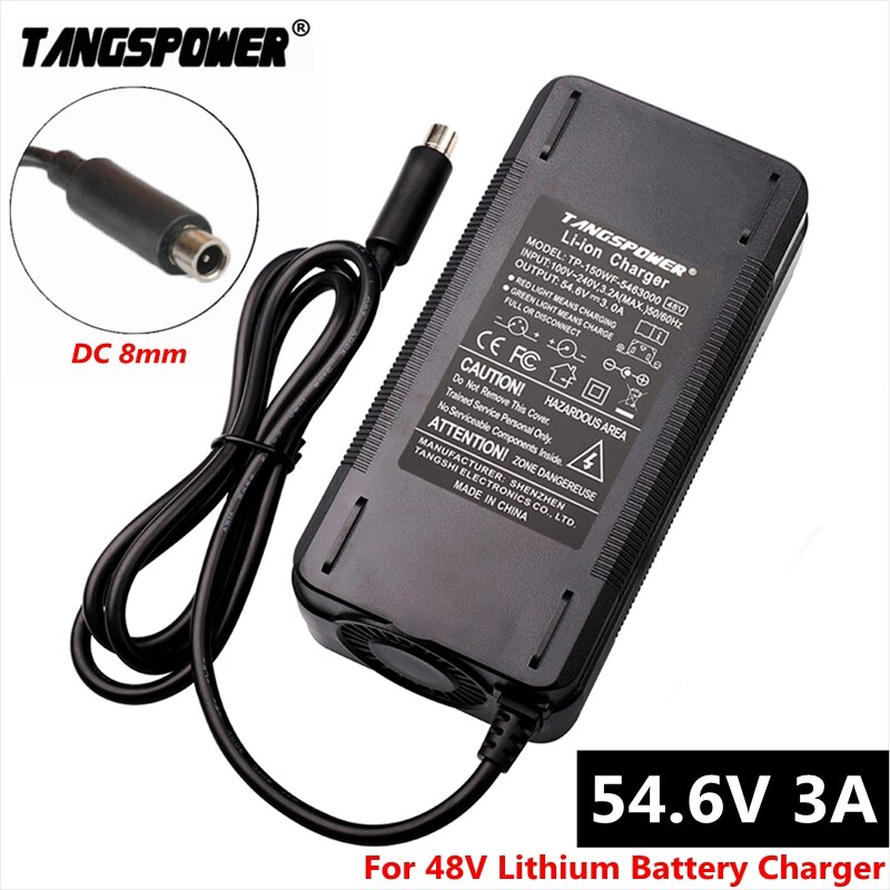 54.6V 3A Li-Ion Battery Charger For I-Walk Electric Bike Lithium Battery Charger For 13S 48V DC 8Mm