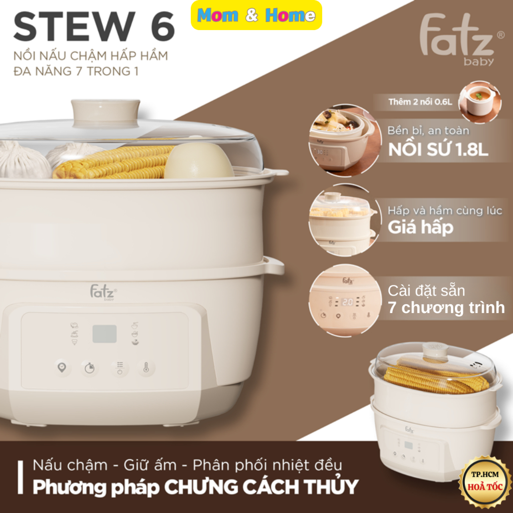 Fatz Baby Stew 6 7-in-1 Multi-Purpose Slow Cooker, Includes 3 High-Quality Ceramic Pots, Heat Retention, Non-Stick