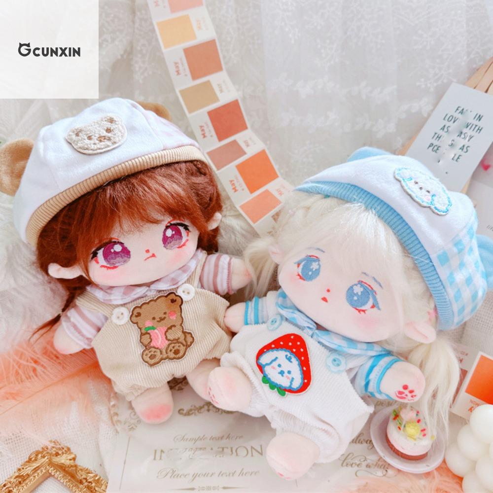 CUNXIN Quần có dây đeo Bộ quần áo búp bê cotton Mũ Gấu Ăn mặc Quần áo búp bê vải nhung lông Quần áo 