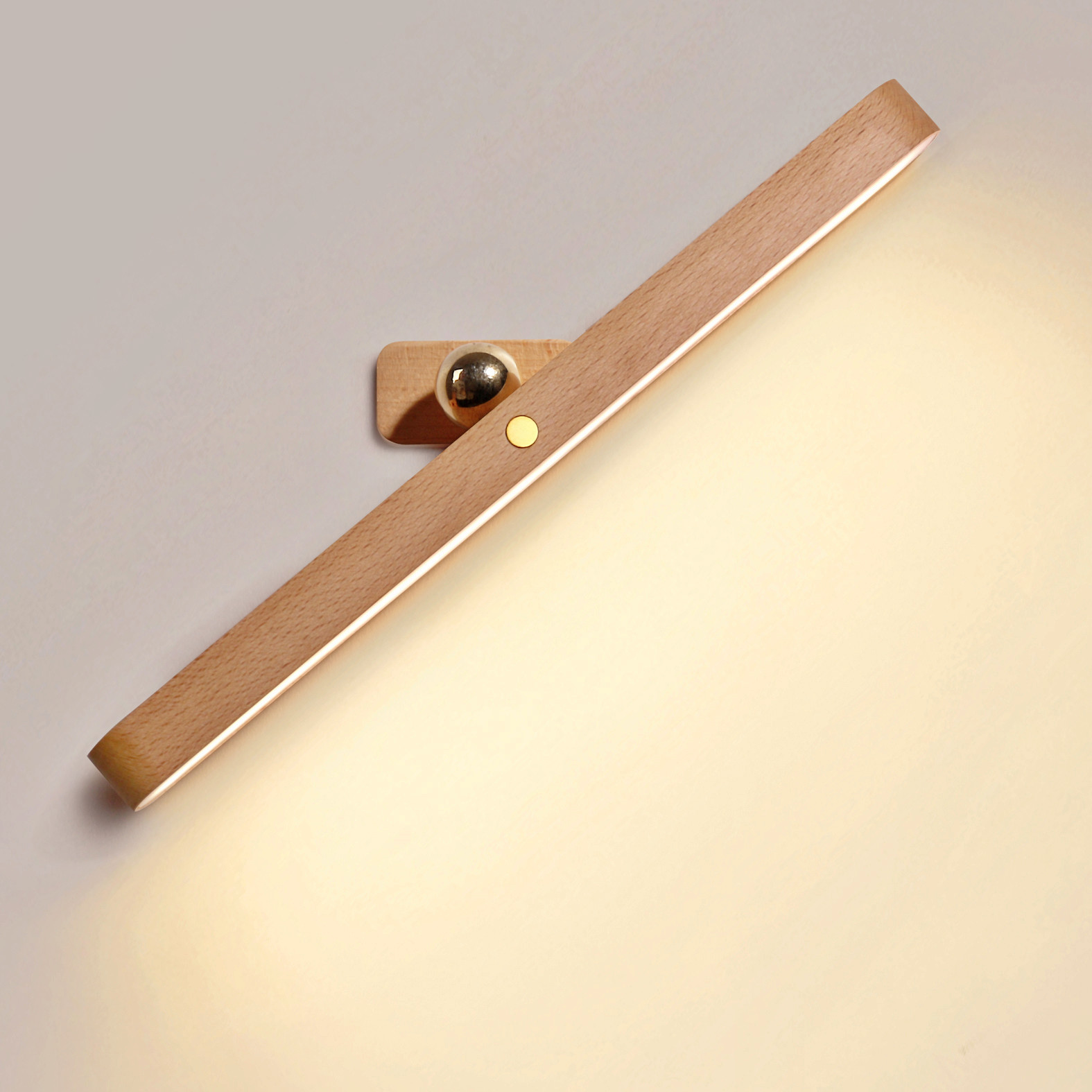 Tường Gỗ ánh sáng đèn đầu giường Gương đèn chiếu sáng phụ USB đèn gắn tủ trong nhà Công tắc cảm ứng đèn ngủ LED đèn hành lang không dây
