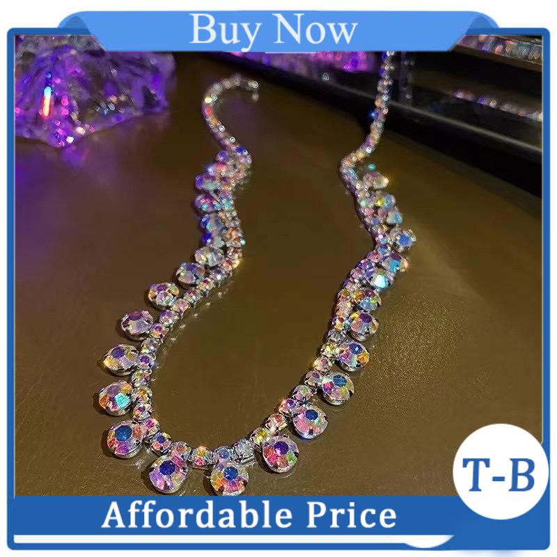 T-B Hàn Quốc dễ thương nhựa acrylic Nhiều màu Boho Vòng Cổ Cho Phụ Nữ Cổ Điển Thời Trang Sáng Bóng Pha Lê dây chuyền chạm xương quai xanh Đồ Trang Sức Prom Phụ Kiện