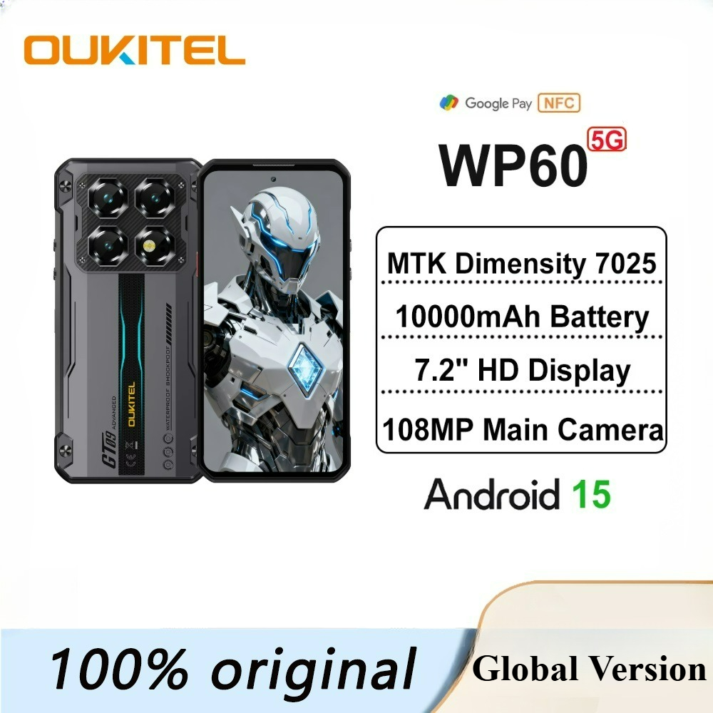 [【Official Shop】Oukitel Wp60 10000Mah Wired Phone 7.2” Hd+ Display 48Gb(16 + 32) + 512Gb Mtk 7025 Android 15 108Mp Nfc,【Last Day of Special Offer】Oukitel Wp60 10000Mah Wired Phone 7.2” Hd+ Display 48Gb(16 + 32) + 512Gb Mtk 7025 Android 15 108Mp Nfc,] ราคา 9,900 บาท*ส่งฟรี