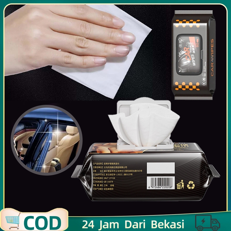 80 Sheet Leather Cleaning Mobil Tisu Interior Mobil Car Wipes Tissue Pembersih Interior Mobil Harga 15,500 rupiah*Gratis Ongkir