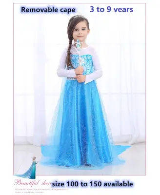 SG Seller Frozen 2 Elsa Anna Party Dress Costume Kids Children party costume long sleeved cotton material with removable cape all sizes ready stock