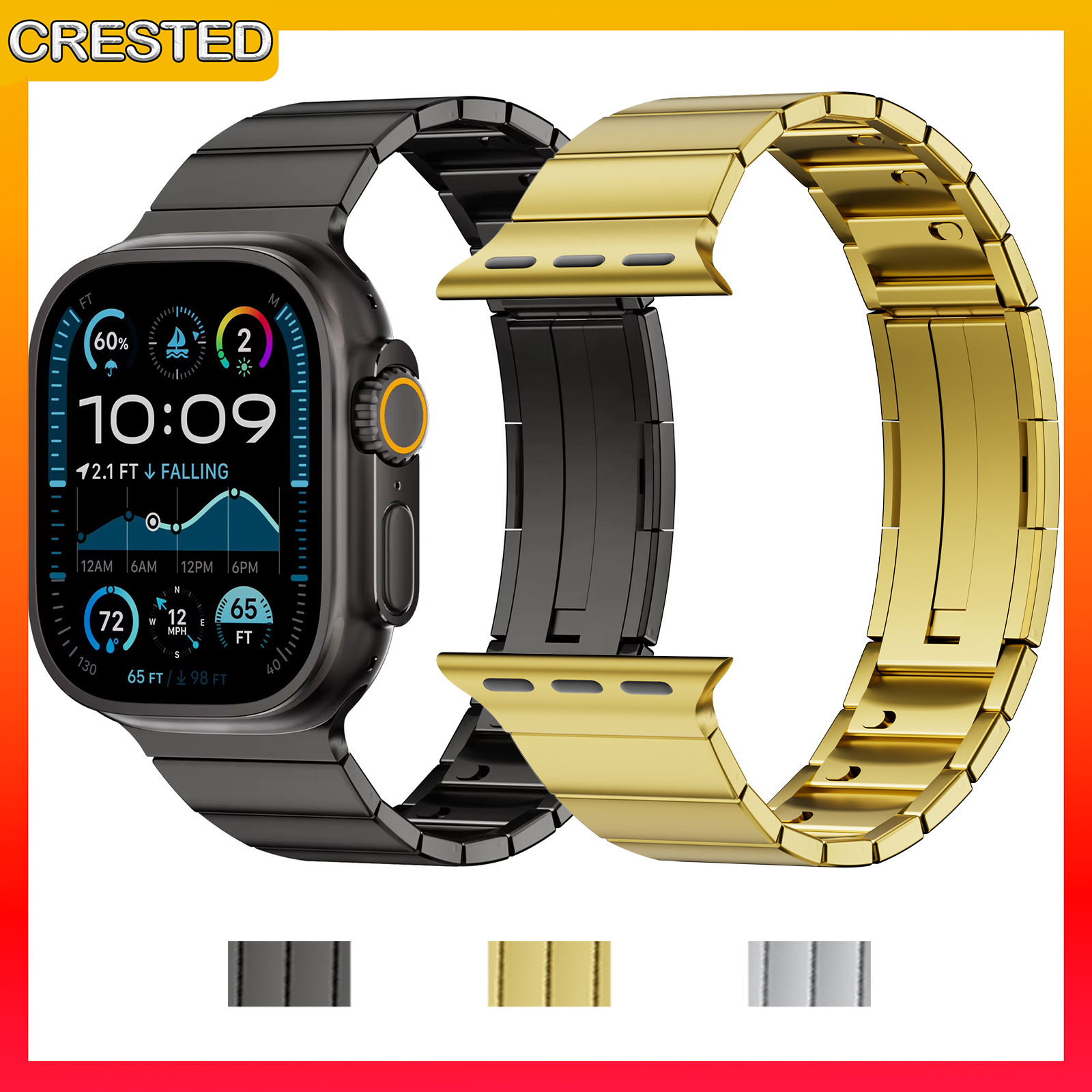 Stainless Steel For Smart Watch Ultra 2 Band 49mm 46mm 42mm 45mm 41mm 38mm Metal Bracelet iwatch Series 10 9 8 7 6 SE straps 44mm 40mm ราคา 309 บาท*ส่งฟรี