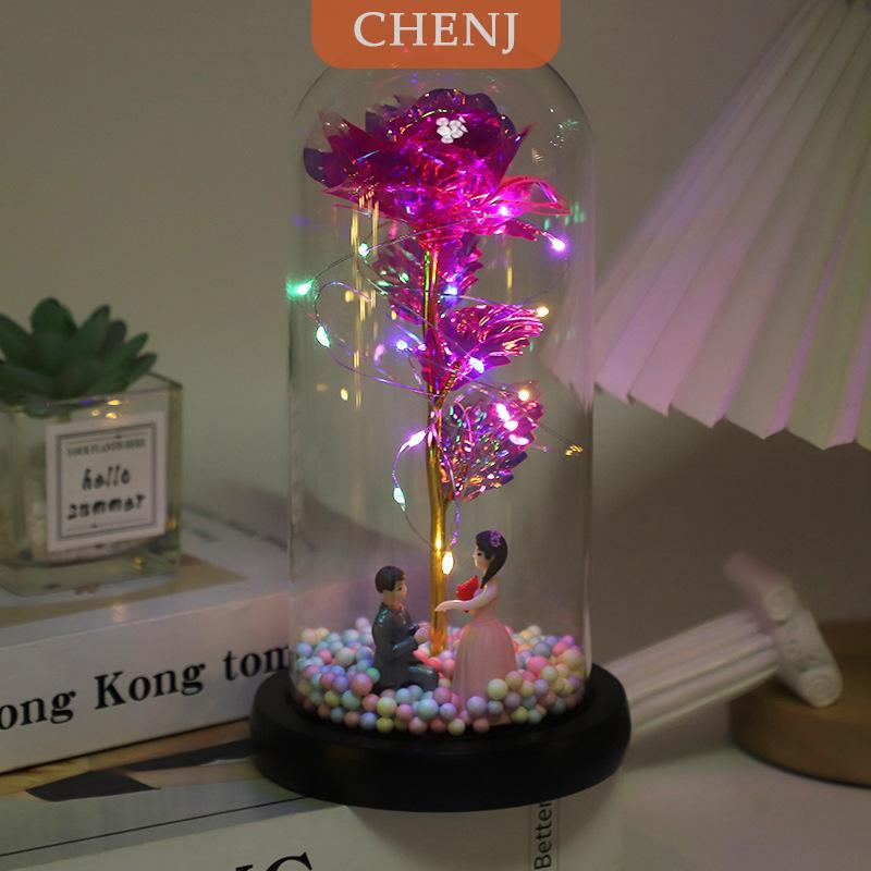 [COD] CHENJ ฝาครอบแก้วดอกไม้ชีวิตนิรันดร์ของขวัญวันวาเลนไทน์ดอกกุหลาบไฟ LED เครื่องประดับคริสต์มาส ราคา 119 บาท*ส่งฟรี