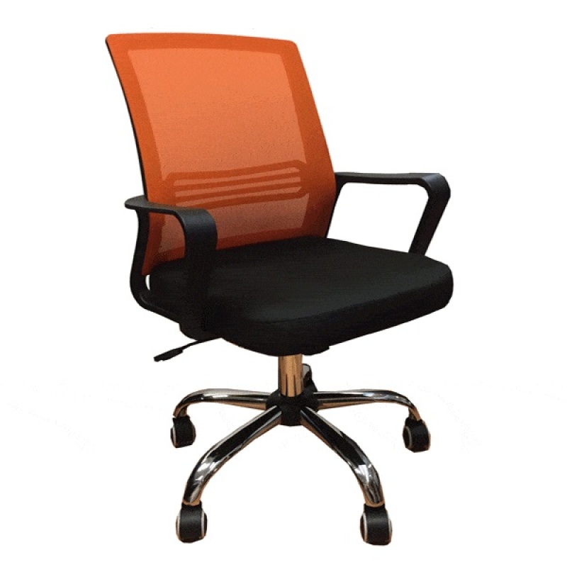 QUARTZ II Low Back Office Chair Mesh Chair (Orange Mesh) Office Chair | Student Mesh Chair | Home Computer Chair Singapore