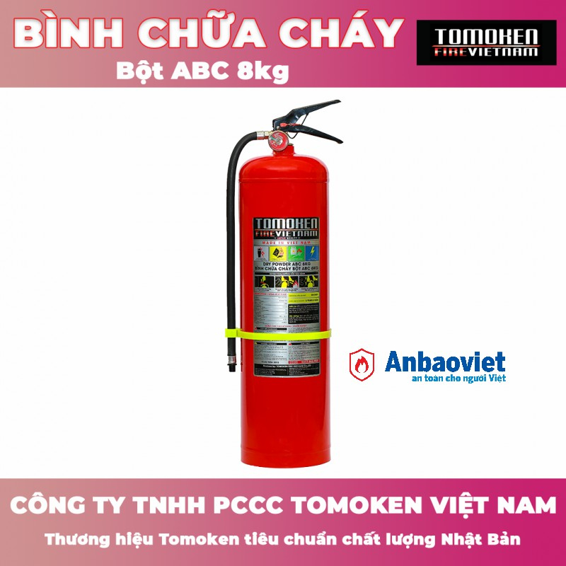 Bình chữa cháy bột ABC 4kg - Tomoken. Sản phẩm có tem kiểm định. Model: TMK-VJ-ABC/4kg