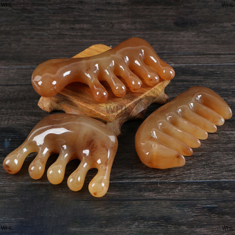 WHL Dụng cụ gua SHA sừng bò tự nhiên lược cạo toàn thân mát xa có răng rộng