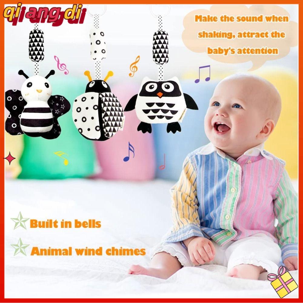 QIANGDI Đồ nhồi bông Đồ chơi treo cho bé Chuông gió đen trắng Mềm mại Đồ chơi lắc cho xe đẩy Chất lượng cao Giáo dục Đồ chơi lục lạc cho trẻ sơ sinh