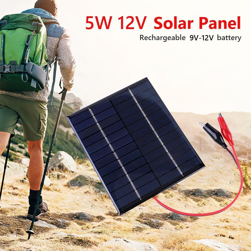 Linh hoạt 5 Wát 12V năng lượng mặt trời di động với clip Cáp cho pin sạc tấm năng lượng mặt trời cho 9-12V pin sạc thích hợp cho sử dụng ngoài trời