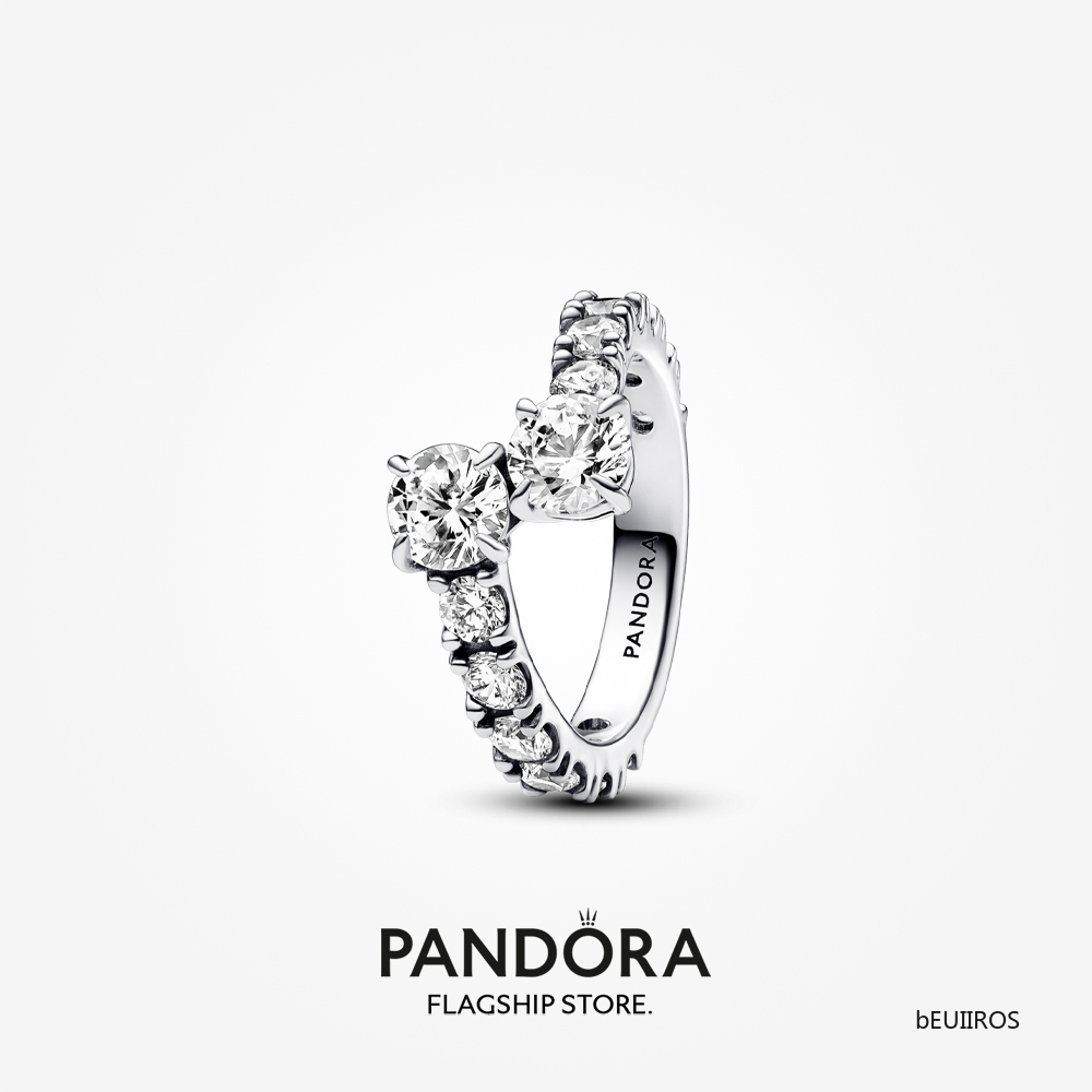 2024 New Pandora Sparkling Overlapping Band Ring