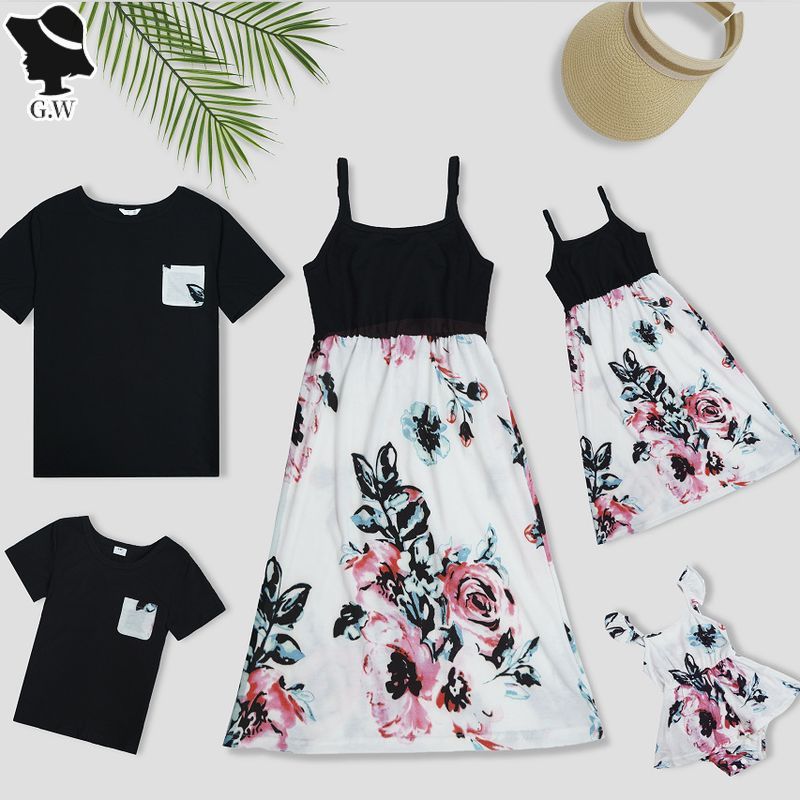 GW Printed Dress Family Pack Parent-Child Dress Dress Mother-Daughter Matching Outfit Long Dress