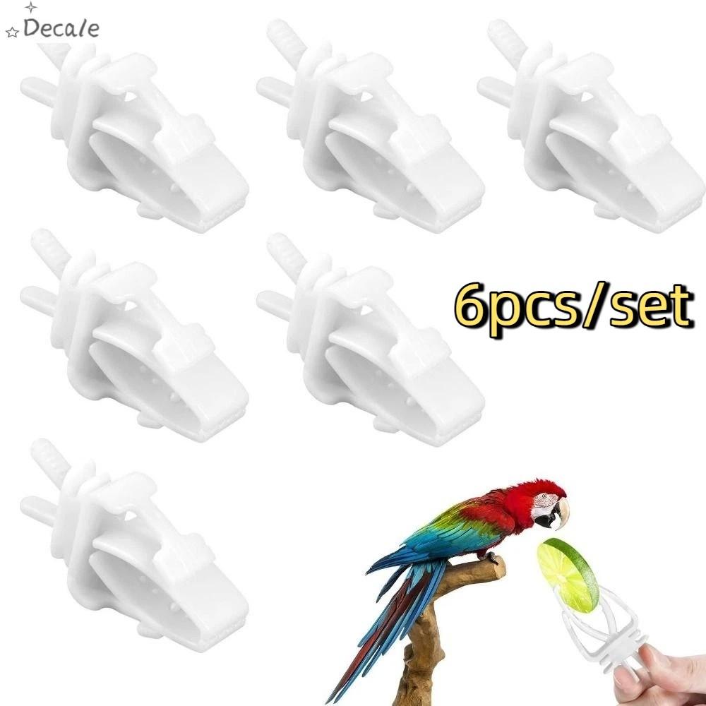 DECALE 6Pcs mini Kẹp thức ăn cho chim cảnh Di động Thực tế Kẹp trái cây rau quả cho vẹt Đa chức năng Nhựa Kẹp thức ăn cho lồng chim Cho vẹt ăn