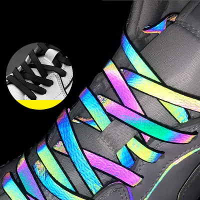 AL 1Pair 120140160cm Fluorescent Sneaker Shoestrings Sport Shoelaces Reflective Flat Rope Shoes Lace Reflective Shoelaces 2021