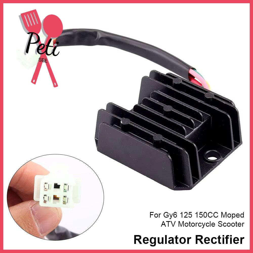 PETISEE 1Pcs 4 dây Bộ điều chỉnh chỉnh lưu 12V Nhôm Bộ điều chỉnh sóng đầy đủ  4 chân Phụ kiện xe máy tay ga Dành cho xe máy Gy6 125 150CC và ATV