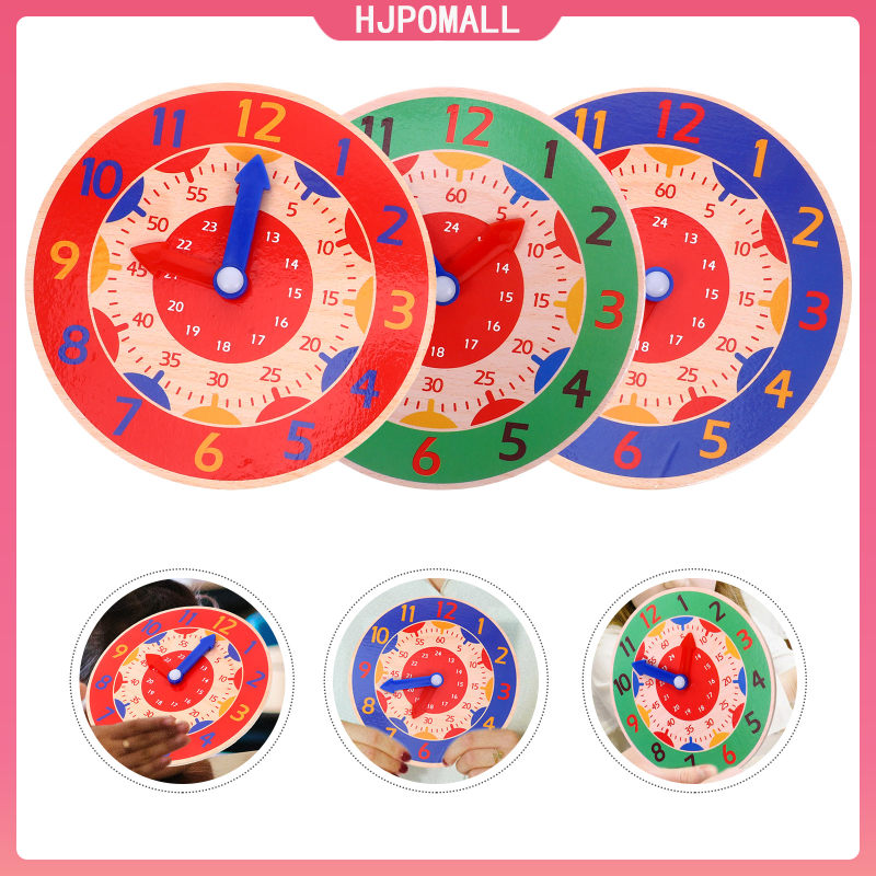 HJPOMALL 3PCS Đồ chơi đồng hồ giáo dục đồ chơi bằng gỗ đồ chơi đồ chơi đồ chơi đồ chơi cho trẻ em