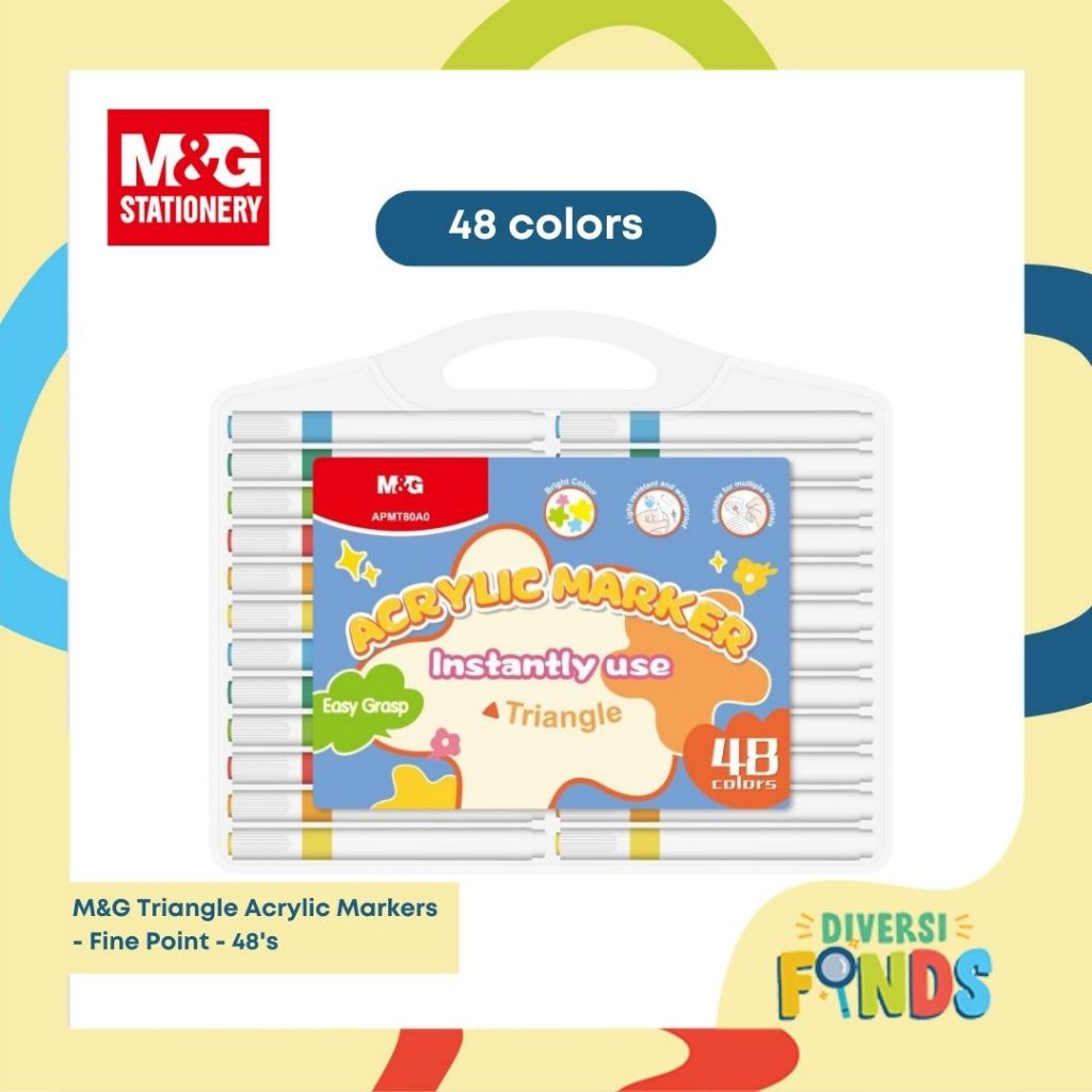 M&G Acrylic Marker Triangle Shape for Better Grip with CASE - Blot Free - Set of 24s 36s 48s