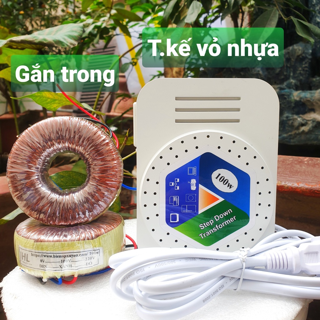 Bộ đổi nguồn 220v ra 100v 110v biến áp đổi điện 220v ra 110v 100v công suất 60w 80w 100w dây đồng - chính hãng điện tử hợp long