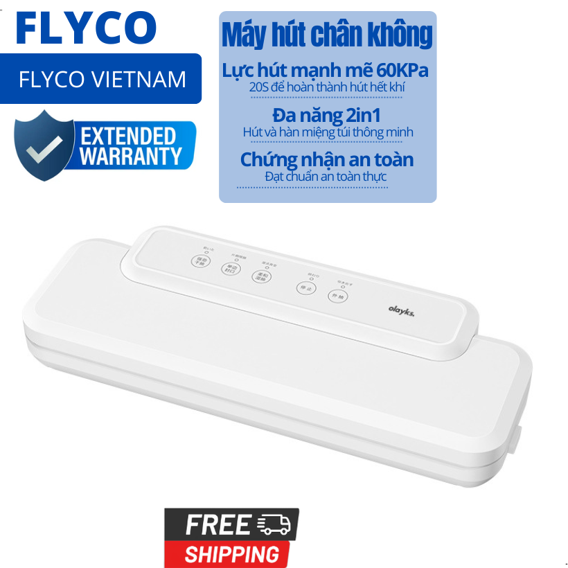 Máy hút chân không thực phẩm tự động kèm hàn miệng túi khô hoặc ướt thông minh cho hộ gia đình Flyco Tặng kèm túi hàn nhám Bảo Hành 12 Tháng may hut chan khong Mini 1 Sản phẩm dùng cho túi nhám