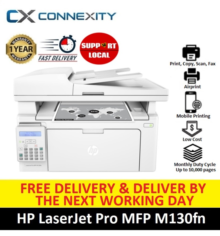 [LOCAL WARRANTY] HP LaserJet Pro MFP M130fn l Laser printer l All-in-one printer l AIO printer l  4in1 printer l HP Laserjet Pro l M130fn l 130fn l 130 l Monochrome Printer l HP 130fn l HP Laserjet MFP l HP Laserjet Printer Singapore