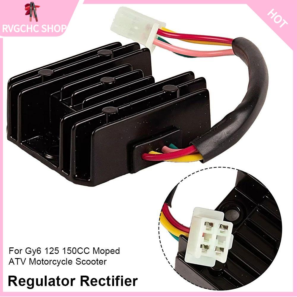 RVGCHC SHOP 1Pcs 4 dây Bộ điều chỉnh chỉnh lưu 4 chân Nhôm Bộ điều chỉnh sóng đầy đủ Bền bỉ 12V Phụ kiện xe máy tay ga Dành cho xe máy Gy6 125 150CC và ATV
