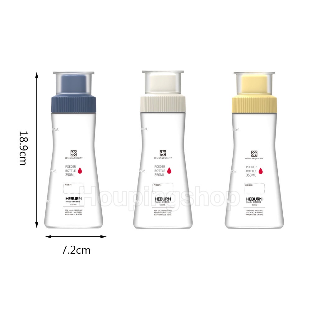 【orange kitchen 】 Clear Plastic Bottle With Lid, Size 350 Ml., For Spices, Condiments, Barbecue.