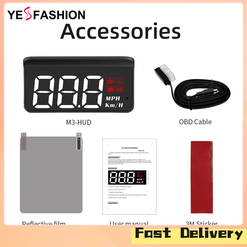 Yesfashion Store IN stock Universal Portable 3.5 Inch Hud Head Up Display M3 Obd Obd2 Hd Vehicle-mounted Display