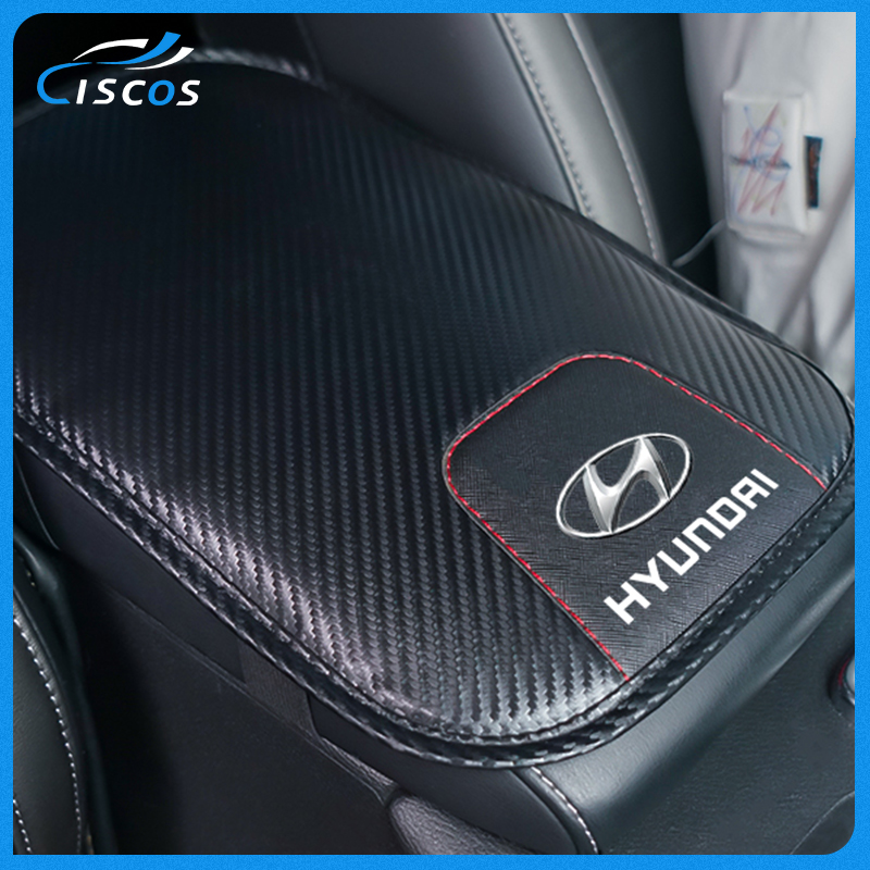 Ciscos Da Đệm Tỳ Tay Ô Tô Sợi Carbon Đệm Kê Tay Phụ Kiện Xe Hơi Cho Hyundai Creta Accent Kona I10 Elantra