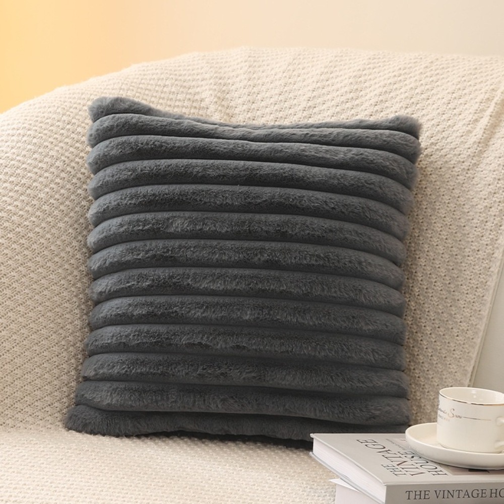 JIYAN2866 Soft Plush Square Pillow Cushion Cover Solid Color Nordic Sofa Decor Cushion Cover Thick Striped Pillow Case Protector