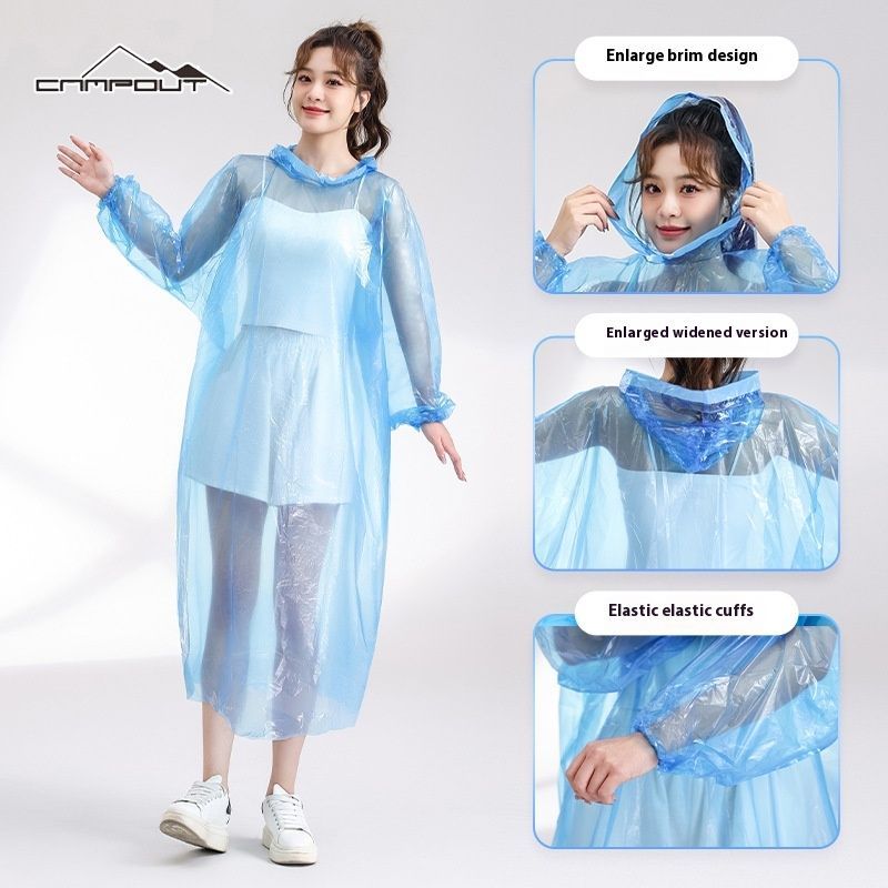 【CAMPOUT】 Disposable raincoat adult PE pullover poncho for travel outdoor rafting portable raincoat disposable poncho ราคา 75 บาท*ส่งฟรี