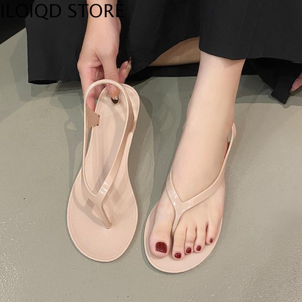 ILOIQD PVC Dép bệt nữ Xuân Hè có quai gót sau Dép xỏ ngón nữ Thanh lịch Trang phục mặc ngoài Dép kiểu Hàn Quốc Phụ nữ