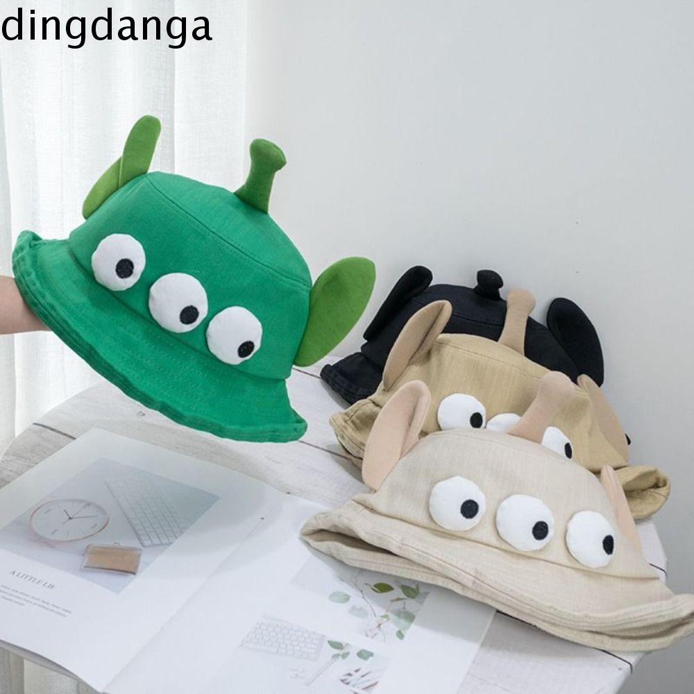 DINGDANGA Trọng lượng nhẹ Mũ Tai Bèo Ba mắt Kem chống nắng Có thể gập lại Mũ che nắng hoạt hình Thời trang Vành Lớn Mũ ngư dân tai lớn Mùa xuân và mùa hè
